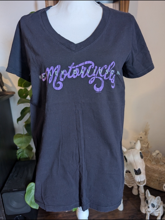Harley-Davidson Tops - Harley-Davidson Black V-Neck Tee with Purple Script